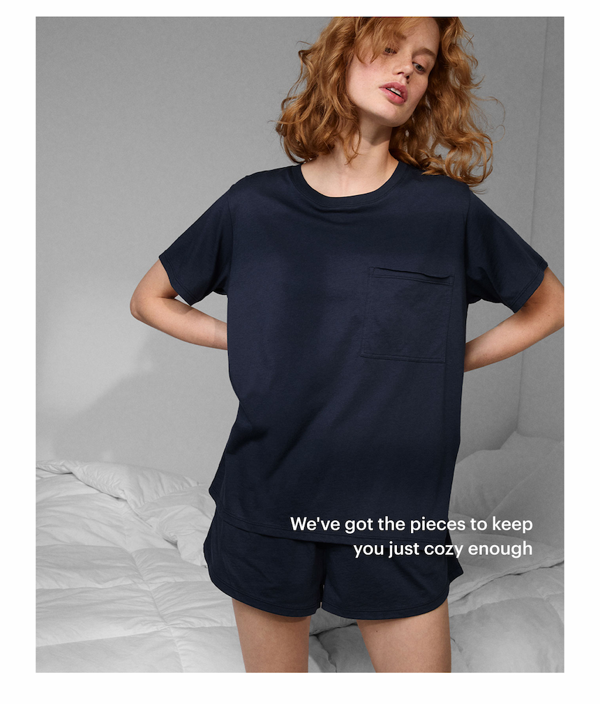 womens organic pima tee short set deep blue