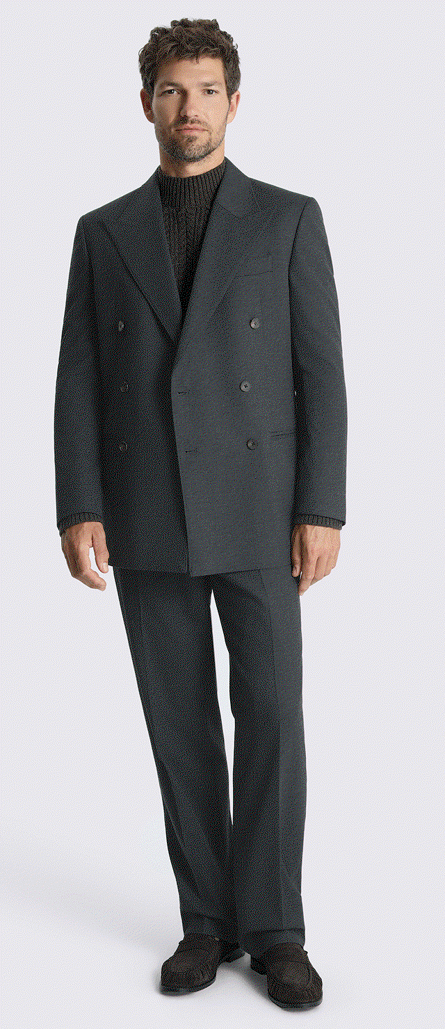 Relaxed Fit Charcoal Flannel Suit