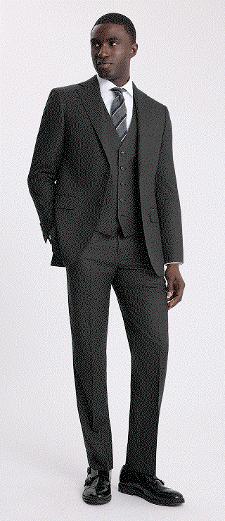 Regular Fit Charcoal Twill Suit