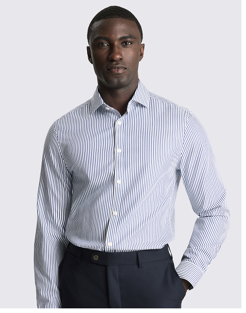 Slim Fit Navy Stripe Non-Iron Shirt