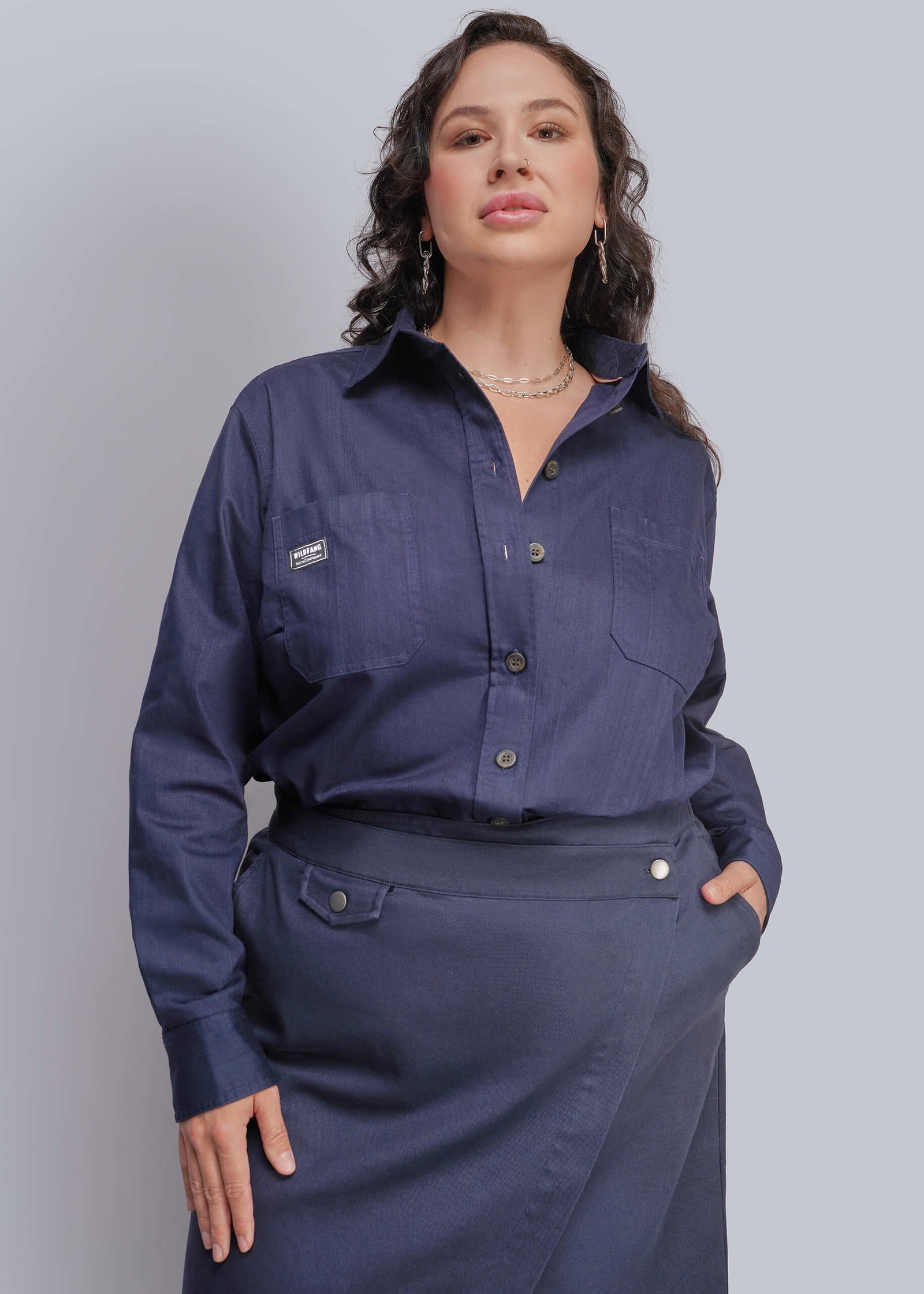 Image of The Essential Denim Long Sleeve Utility Button Up