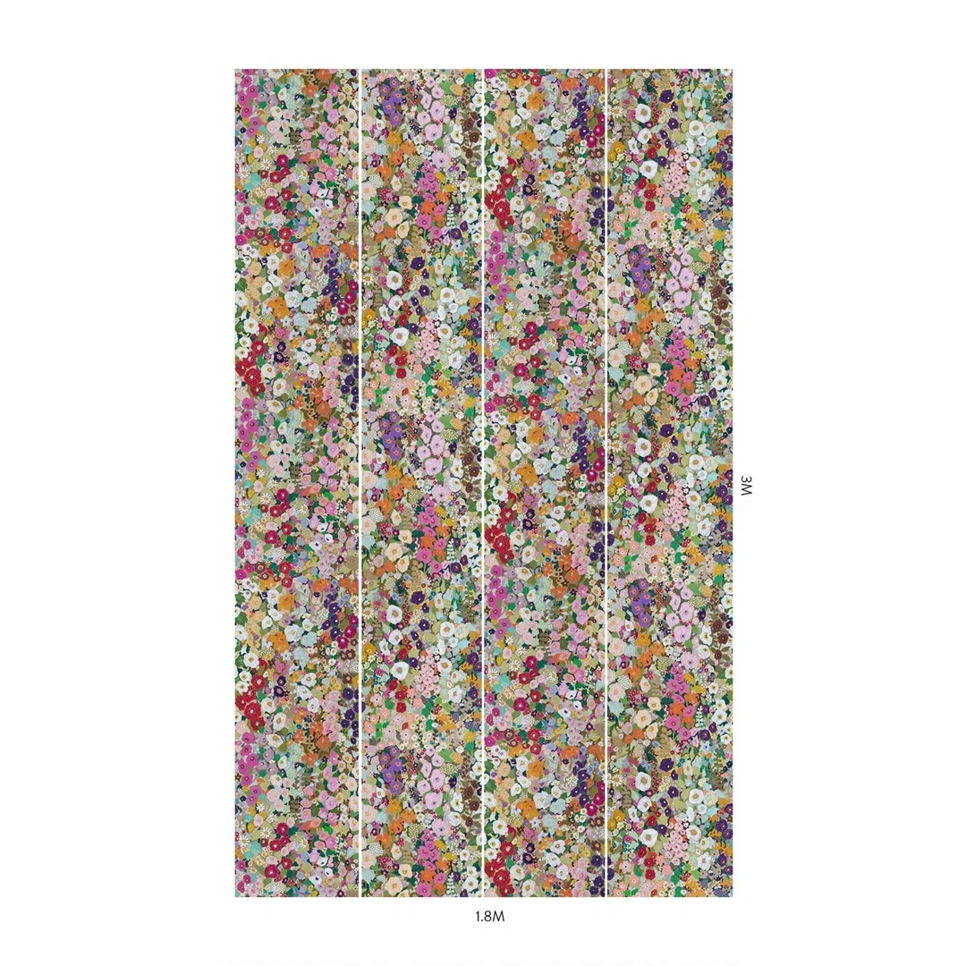 Hollyhocks 9.84" L x 70.8" W Wallpaper Roll