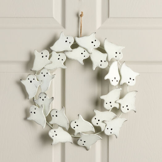 Distressed White Metal Ghosts Wreath