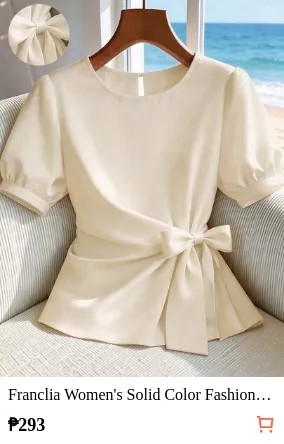 Franclia Women's Solid Color Fashion Elegant Romantic Blouse New Summer 2026 Knotted Top Casual Daily Commute Tea Party Office Travel Home Wear White