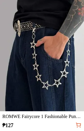 ROMWE Fairycore 1 Fashionable Punk Star Waist Chain, For Pants Decoration, Men's Daily Music Festival Party Wear, Personalized Charm Jewelry, Unisex, Gifts For Classmates And Friends