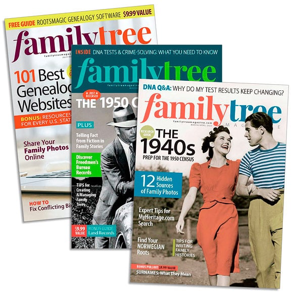 Family Tree Magazine cover, 3 issues