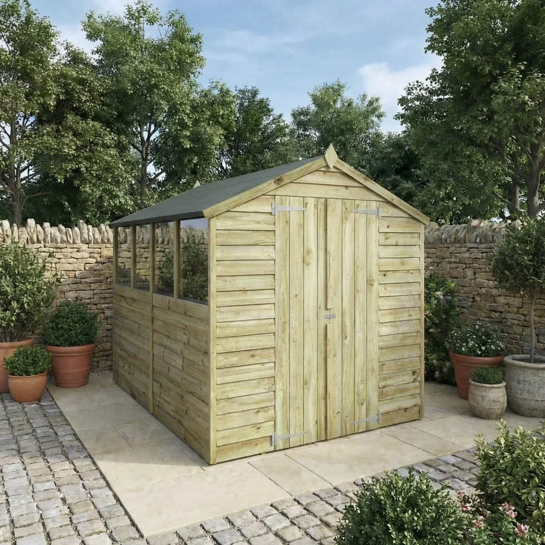 Mercia 8 x 6ft Overlap Apex Shed (Double Door)