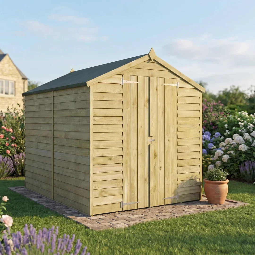 Mercia 8 x 6ft Overlap Apex Windowless Shed (Double Door)