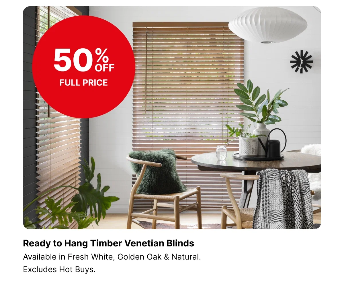 READY TO HANG TIMBER VENETIANS