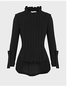 Black Stylish Cotton Jacket With Tailored Cut and Dual Zipper