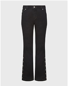 Black Wash Stretch Denim Flare Jeans