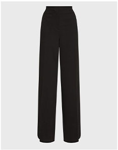 Black Designer Maxi Pants in Flowing Crepe Fabric