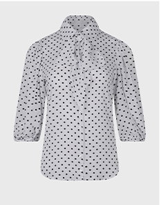 White Button Down Shirt With Black Polka Dots