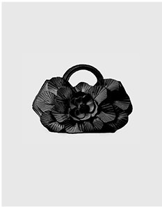 Signature Black Floral MIniature Leather Handbag with Rounded Handles