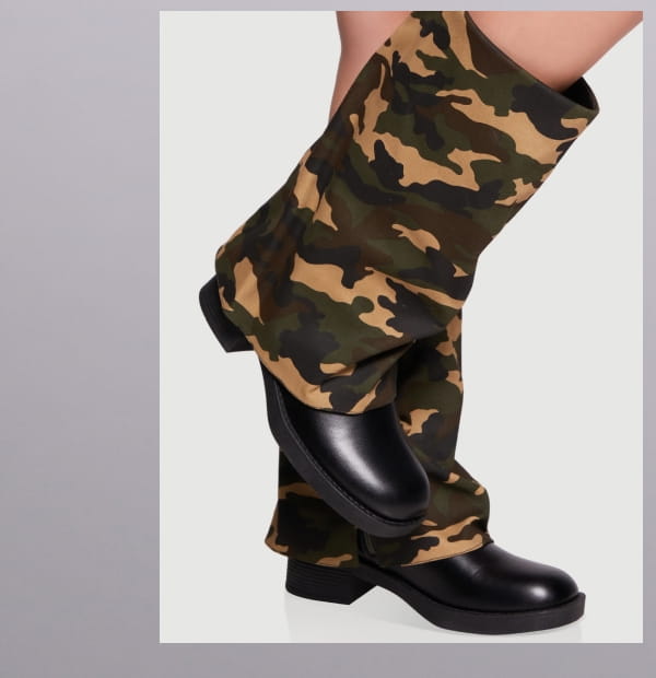 Shop Mid Calf Block Heel Fold Over Boots