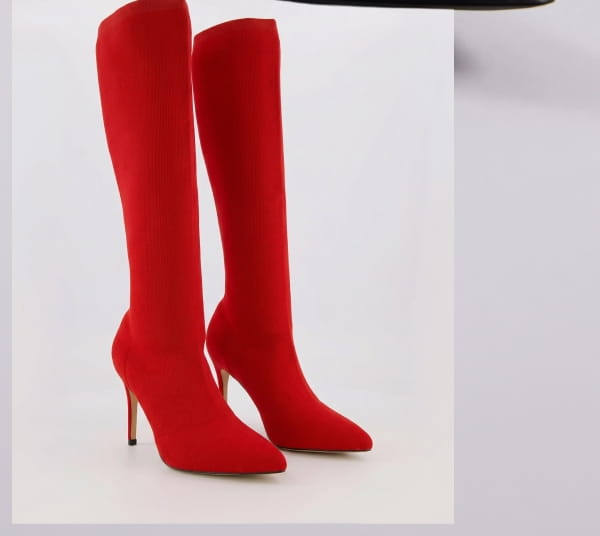Shop Pointed Toe Knee High Stiletto Sock Boots