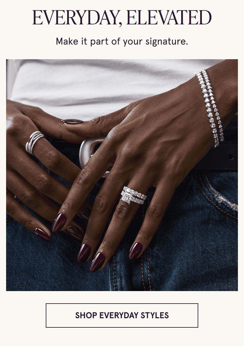 Model wearing bridal set and diamond tennis bracelets. Make it part of your signature. Click to shop everyday styles