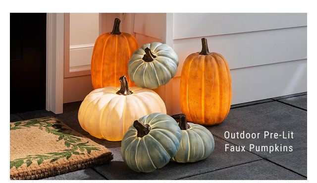 Outdoor Pre-Lit Faux Pumpkins