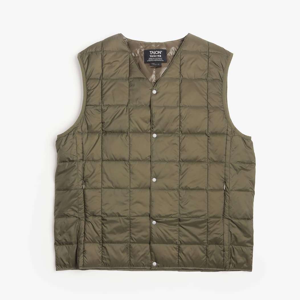 Taion Crew V Neck Down Vest at Urban Industry Store