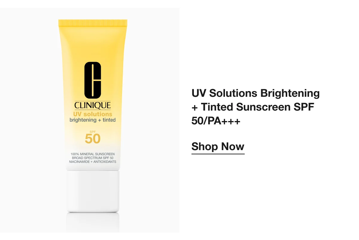 UV Solutions Brightening + Tinted Sunscreen SPF 50/PA+++ | Shop Now