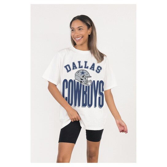 Women's Gameday Couture  White Dallas Cowboys Oversized Classic Fierce Focus T-Shirt