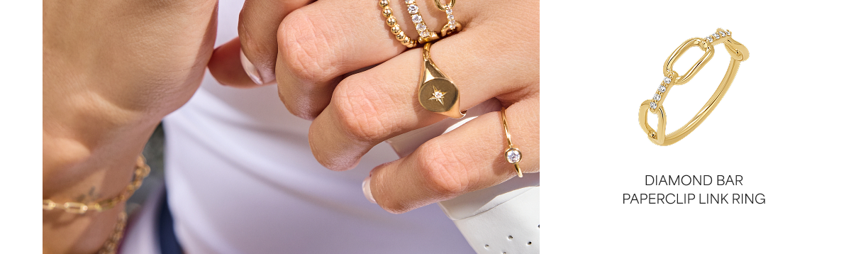 Diamond Bar Paperclip Link Ring