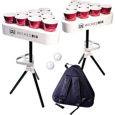 Wicked Big Sports Versapong Play Anywhere 5-Pc. Set, Portable Beer Pong Game, Adjustable Racks, Backpack Carrying Case, Model# 971E