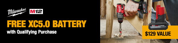 Milwaukee Free M12 XC5.0 Battery with Qualifying Purchase, $129 value