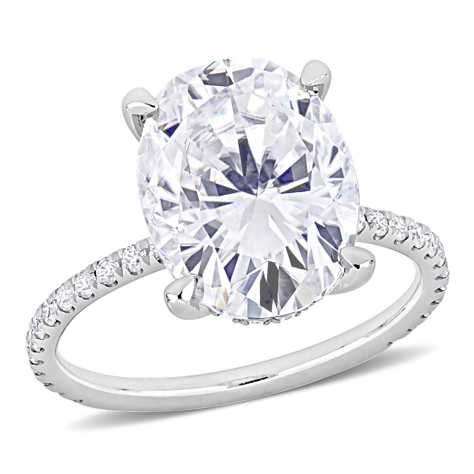 Image of Oval-Cut Created Moissanite Engagement Ring in 10k White Gold