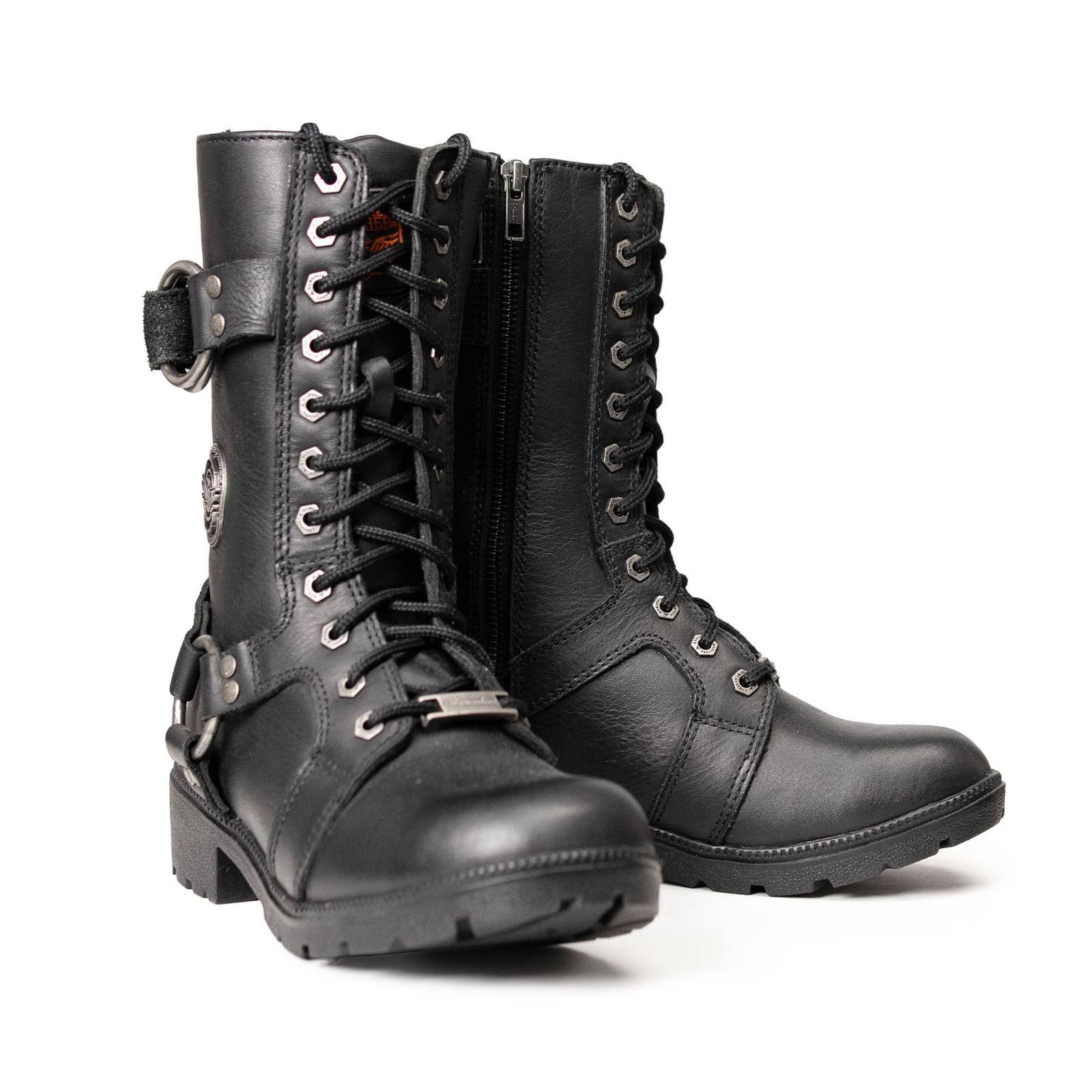 Image of Milwaukee Leather Women's Premium Leather Motorcycle Riding Boots - Lace-To-Toe Harness - Zipper Closure - MBL9391