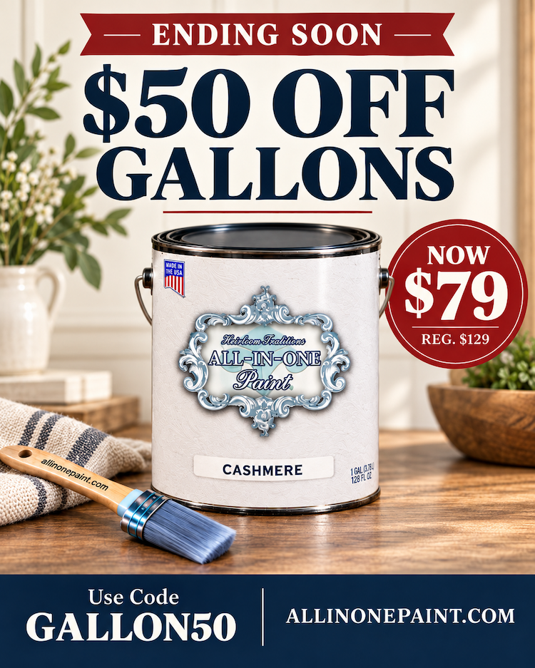 Save $50 on gallons of ALL-IN-ONE Paint with code GALLON50.