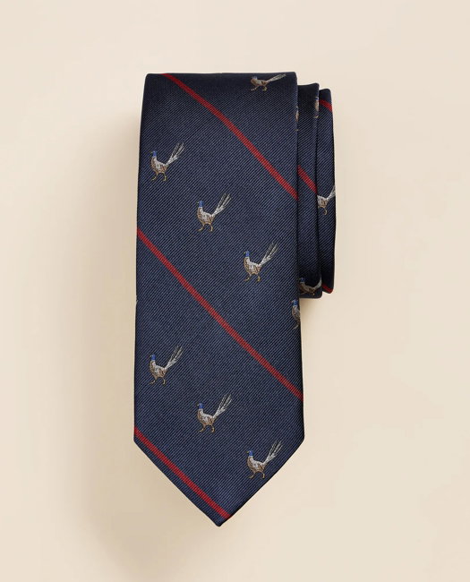 Image of Silk Rep-Stripe Pheasant Tie - Suit Tie