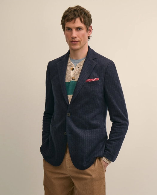 Image of Classic Fit Wool Blend Stripe Knit