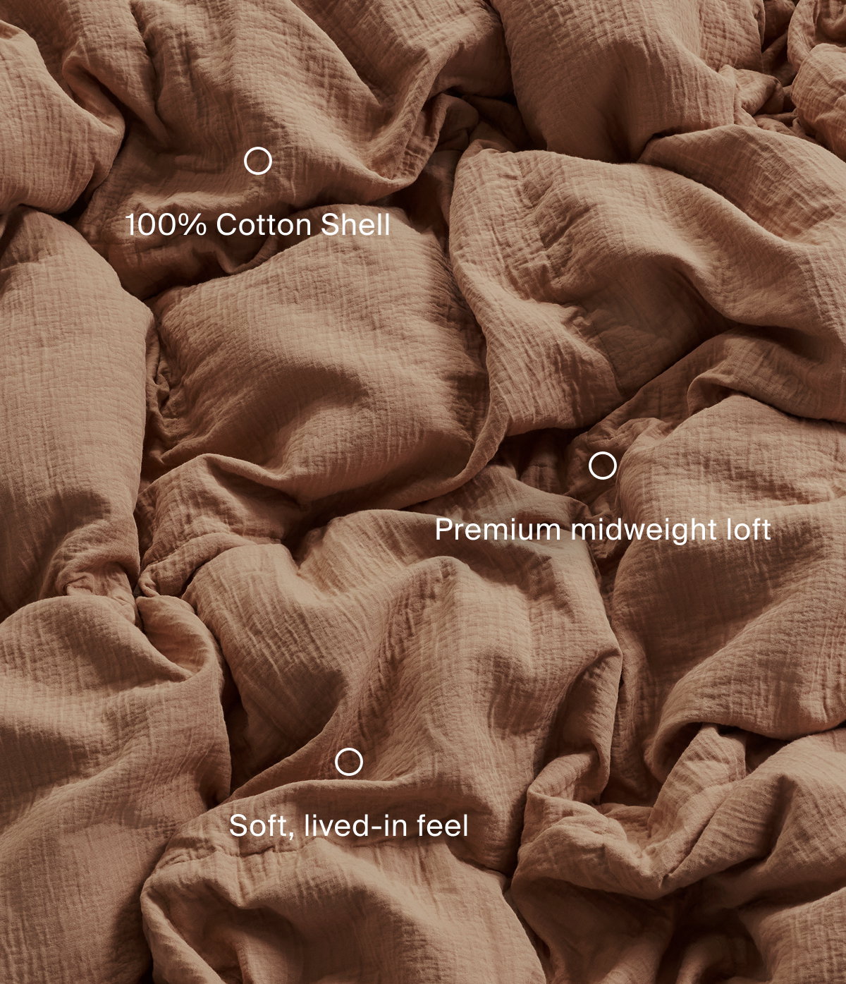 100% cotton shell, premium midweight loft, soft lived-in feel