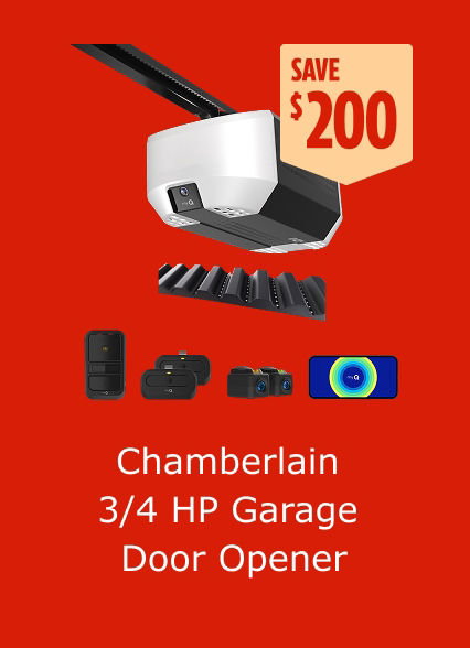 Save $200. Chamberlain 3/4 HP Garage Door Opener.
