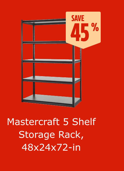 Save 45%. Mastercraft 5 Shelf Storage Rack, 48x24x72-in.