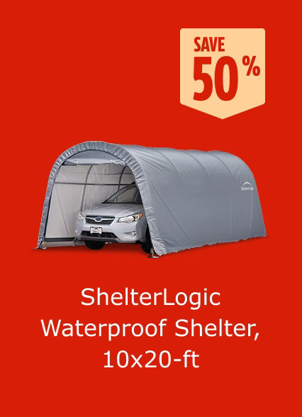 Save 50%. ShelterLogic Waterproof Shelter, 10x20 ft.