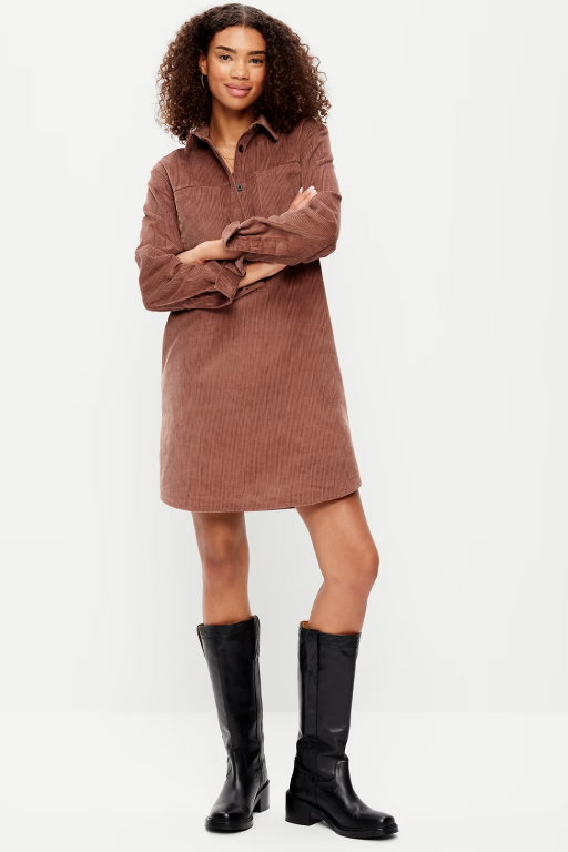 Long-Sleeve Mini Shirtdress