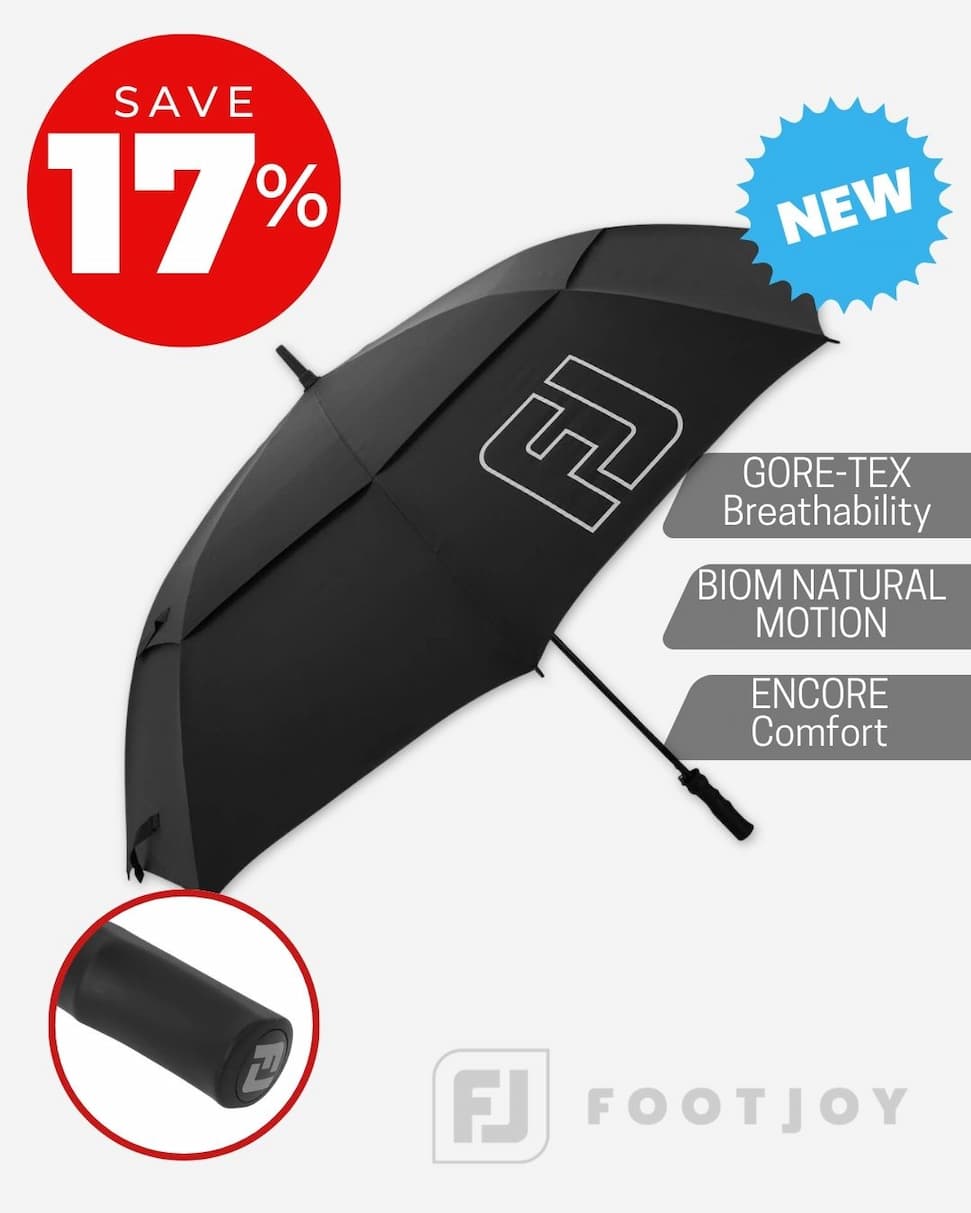 Footjoy Mens DryJoys Fibreglass Lightweight Robust Golf Umbrella
