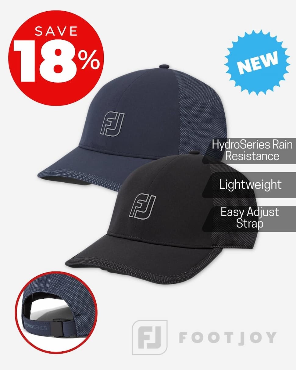 Footjoy Mens 2026 Hydroseries Rain Waterproof Adjustable Golf Baseball Cap