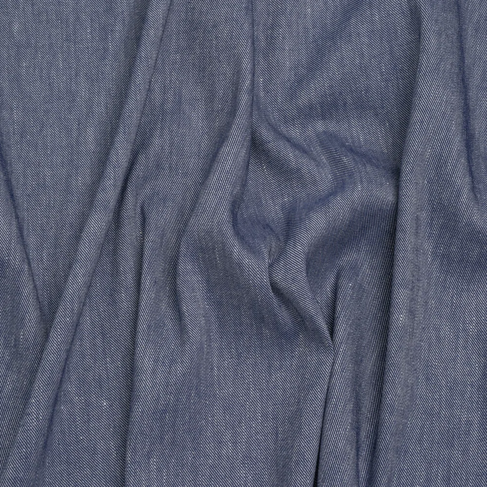 Image of Stretch Linen Blend Denim Twill by Veronica Beard - Indigo - Designer Deadstock