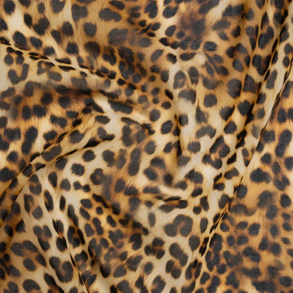 Image of Cotton Voile Print by Max Alexander - Beige, Brown and Black Leopard Spots