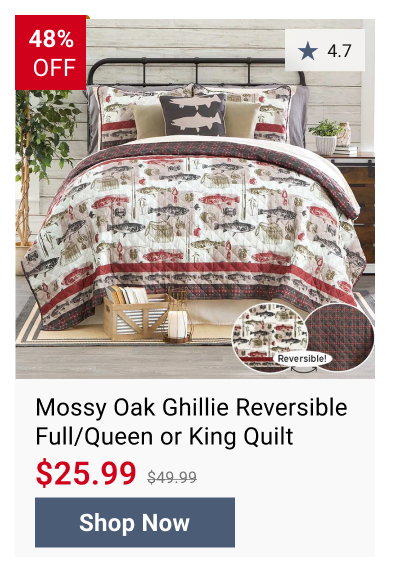 Mossy Oak Ghillie Reversible Full/Queen or King Quilt