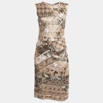Beige & Gold Jacquard Knit But