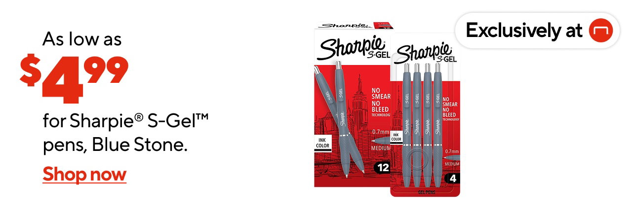 Exclusive Blue Stone S-gel pens, ONLY AT STAPLES, starting at $4.99