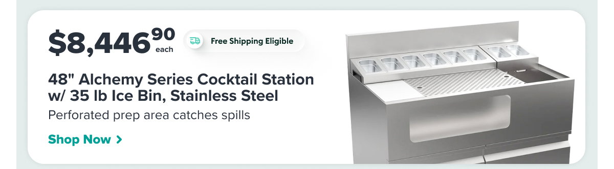 Krowne AL24-LAB38-D 48" Alchemy Series Cocktail Station w/ 35 lb Ice Bin, Stainless Steel