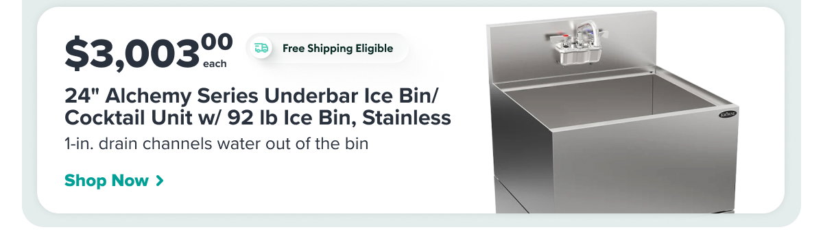 Krowne AL24-24 24" Alchemy Series Underbar Ice Bin/Cocktail Unit w/ 92 lb Ice Bin, Stainless
