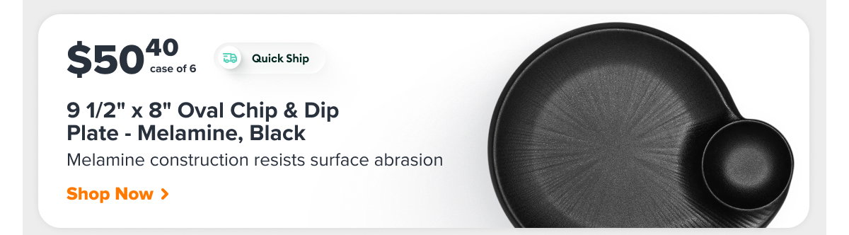 Elite Global Solutions 9 1/2" x 8" Oval Chip & Dip Plate - Melamine, Black (B429095-B)
