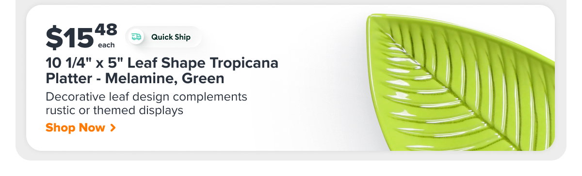 Elite Global Solutions 10 1/4" x 5" Leaf Shape Tropicana Platter - Melamine, Green (M105PL-DG)