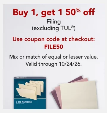 b1g1 50% off filing